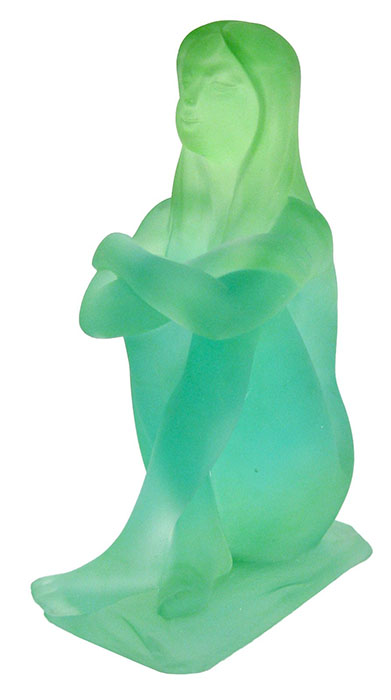 Crystal Glass Lady Sitting Arms Folded